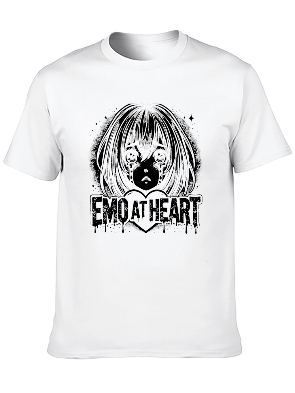 Emo Anime Graphic Black T-Shirt