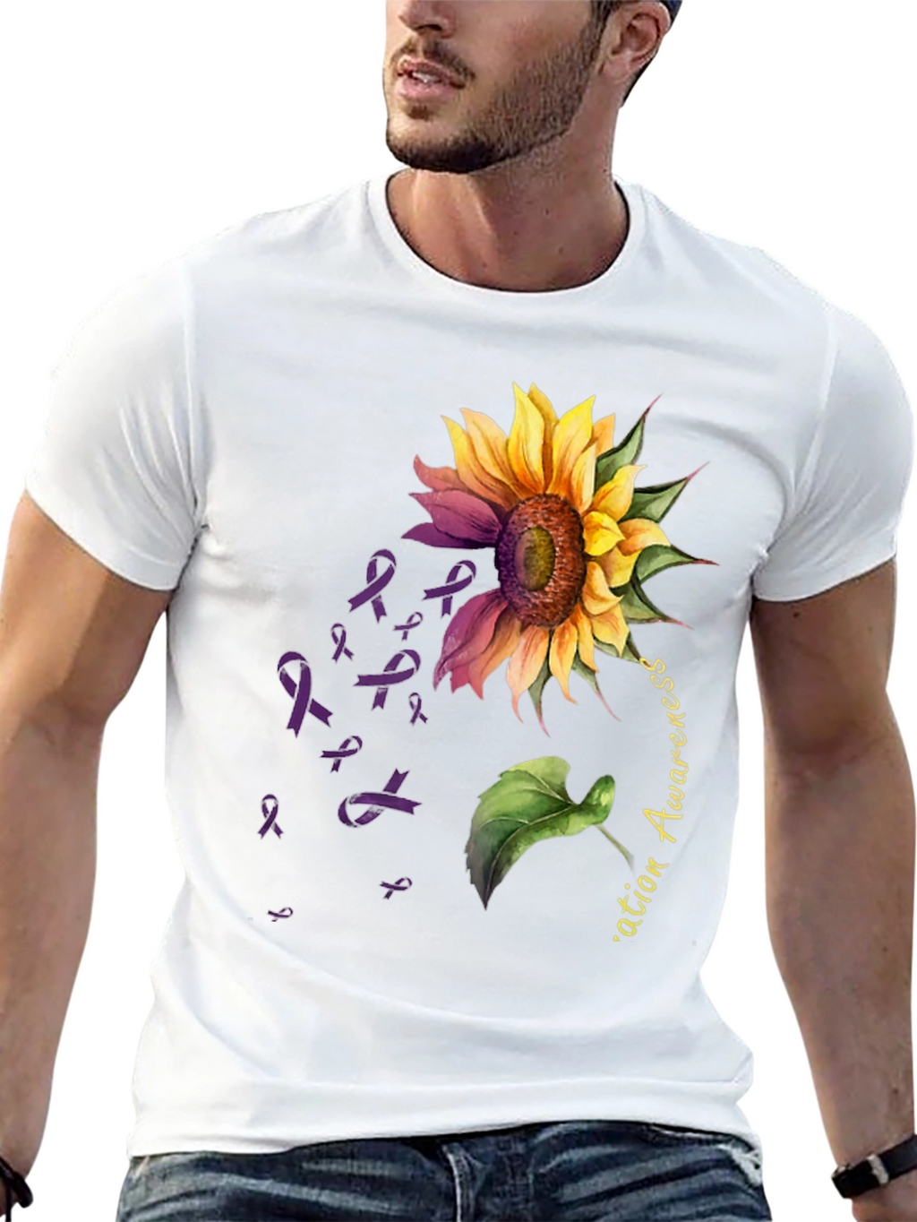 Sunflower Purple Ribbon Awareness T-Shirt