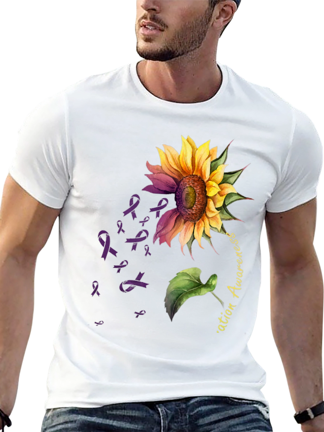 Sunflower Purple Ribbon Awareness T-Shirt