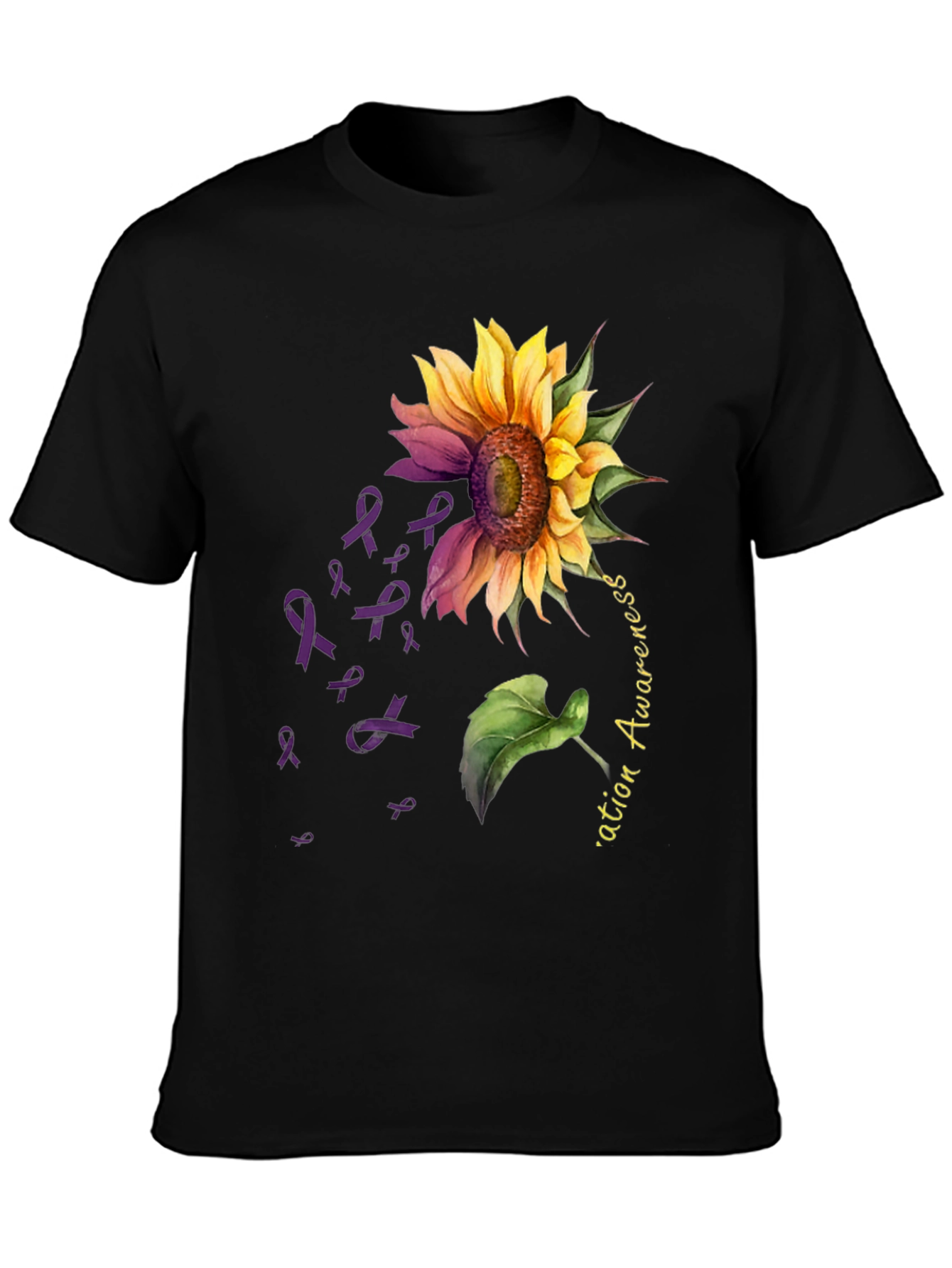 Sunflower Purple Ribbon Awareness T-Shirt