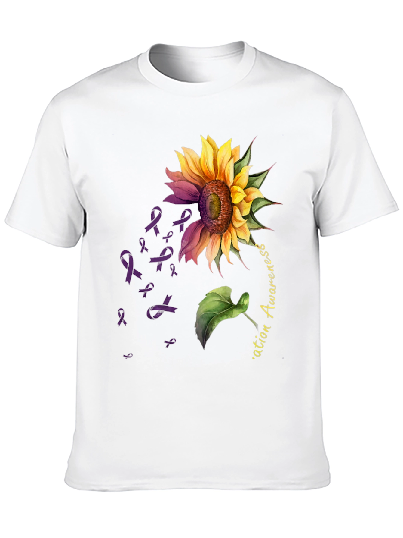 Sunflower Purple Ribbon Awareness T-Shirt