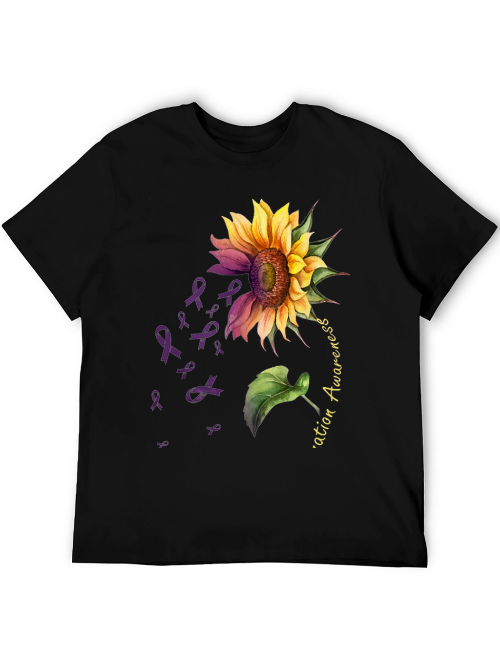 Sunflower Purple Ribbon Awareness T-Shirt