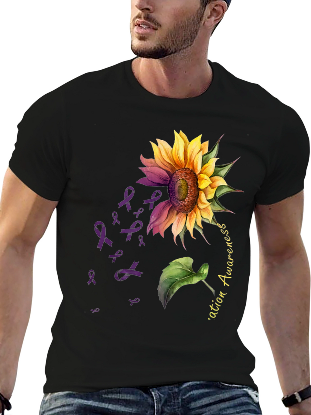 Sunflower Purple Ribbon Awareness T-Shirt