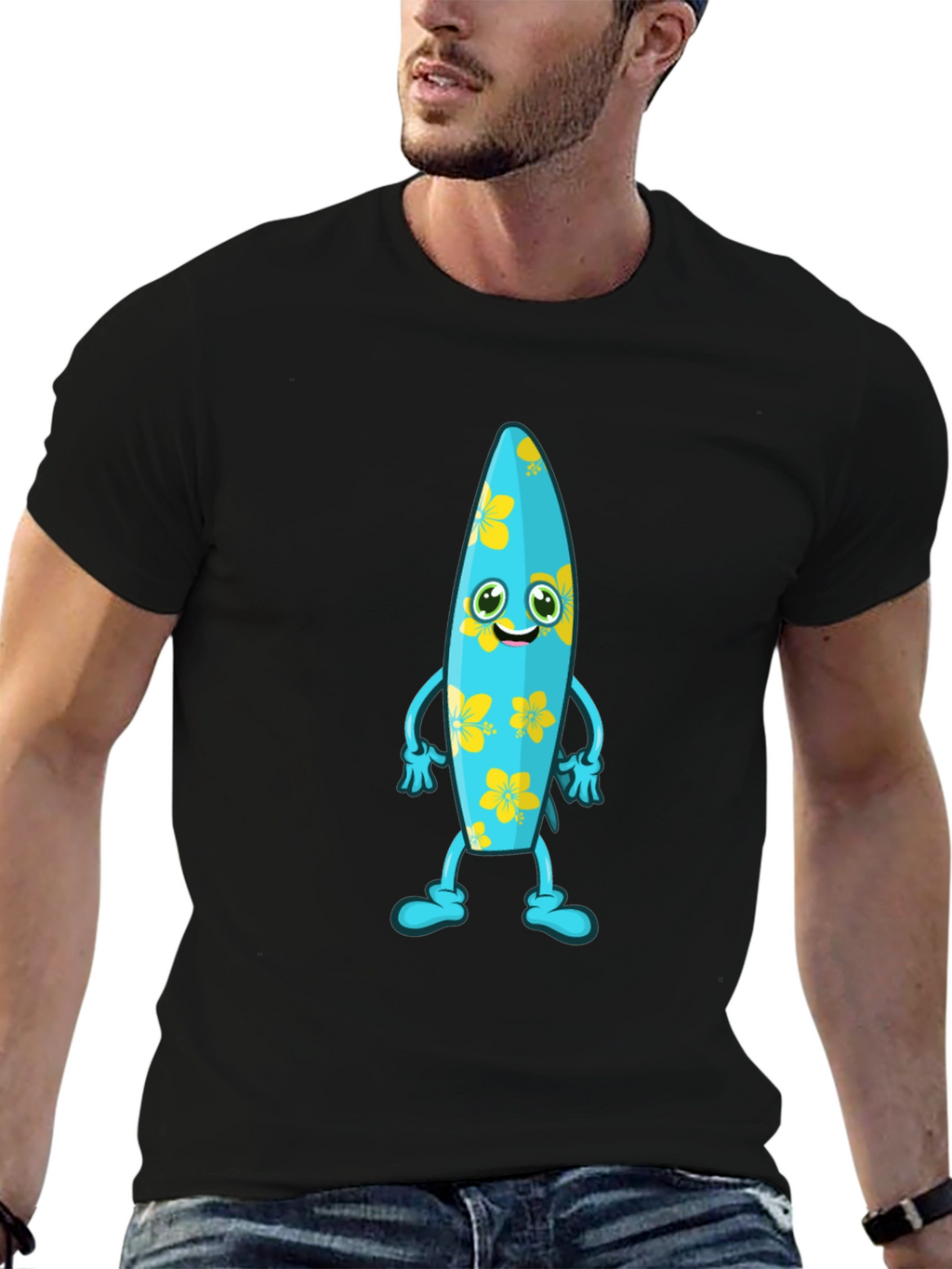 Fun Surfboard Character Graphic Tee
