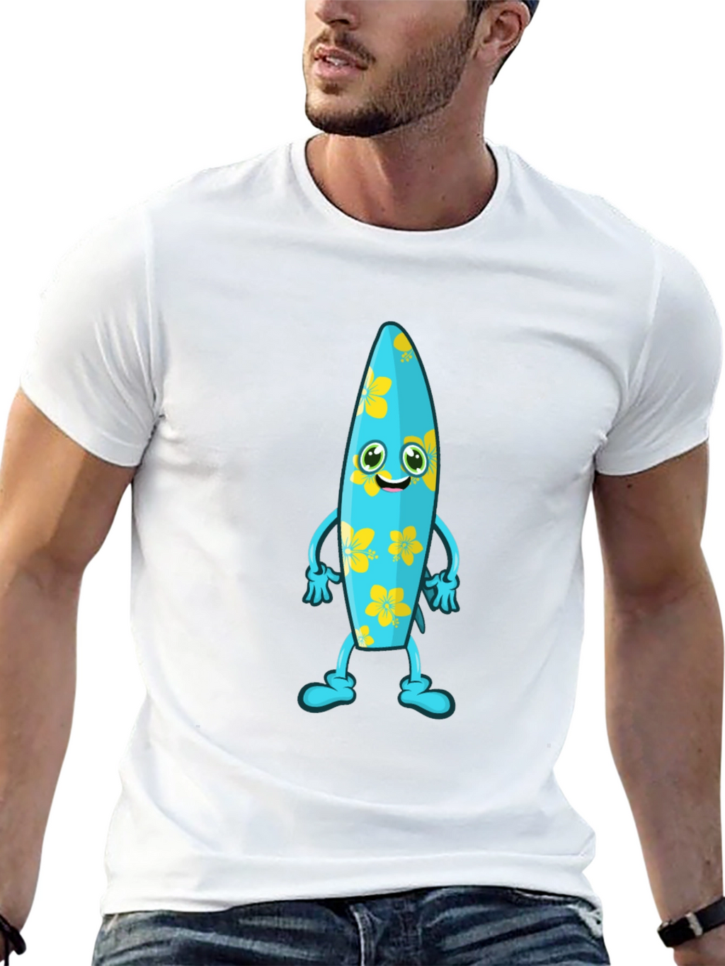 Fun Surfboard Character Graphic Tee