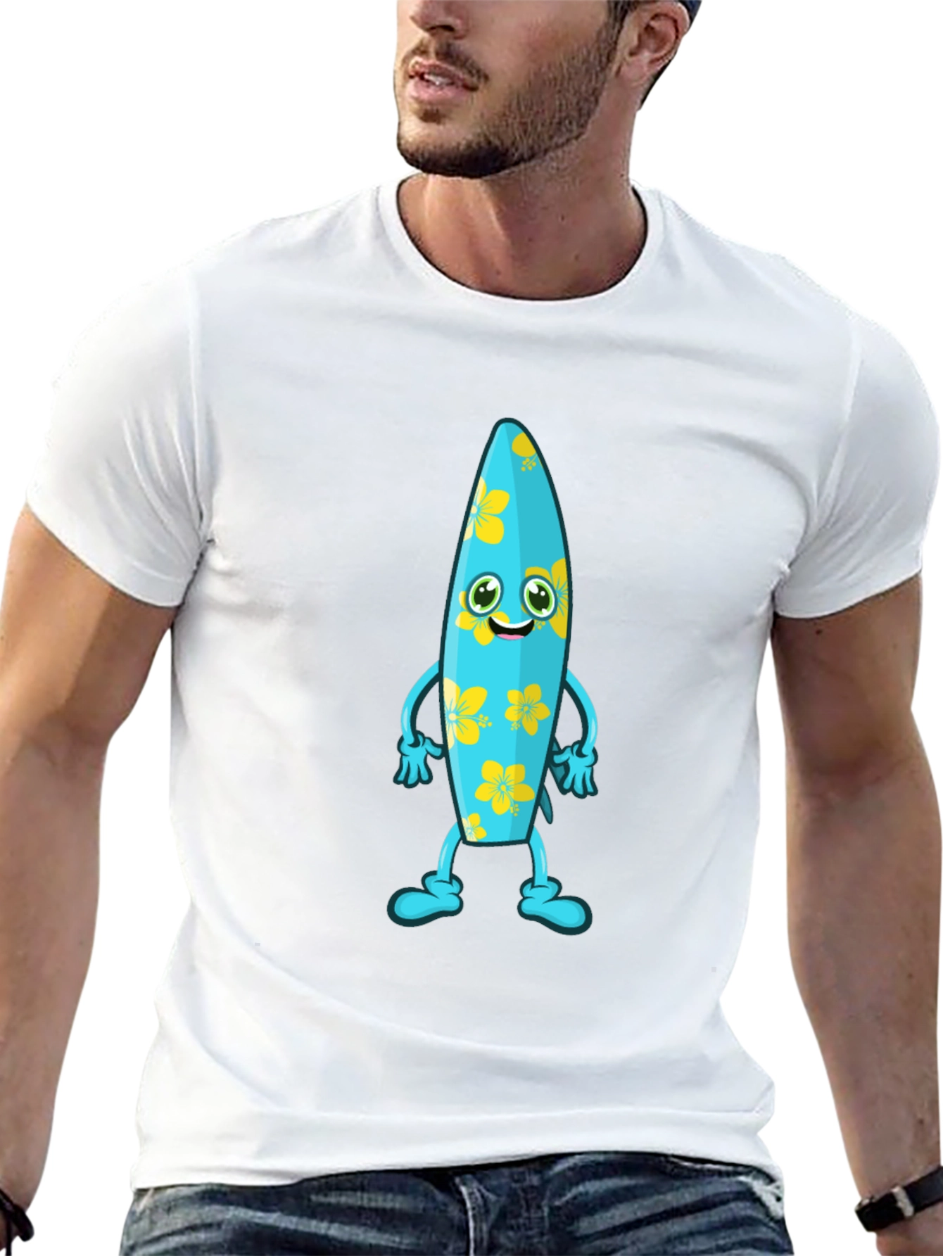 Fun Surfboard Character Graphic Tee