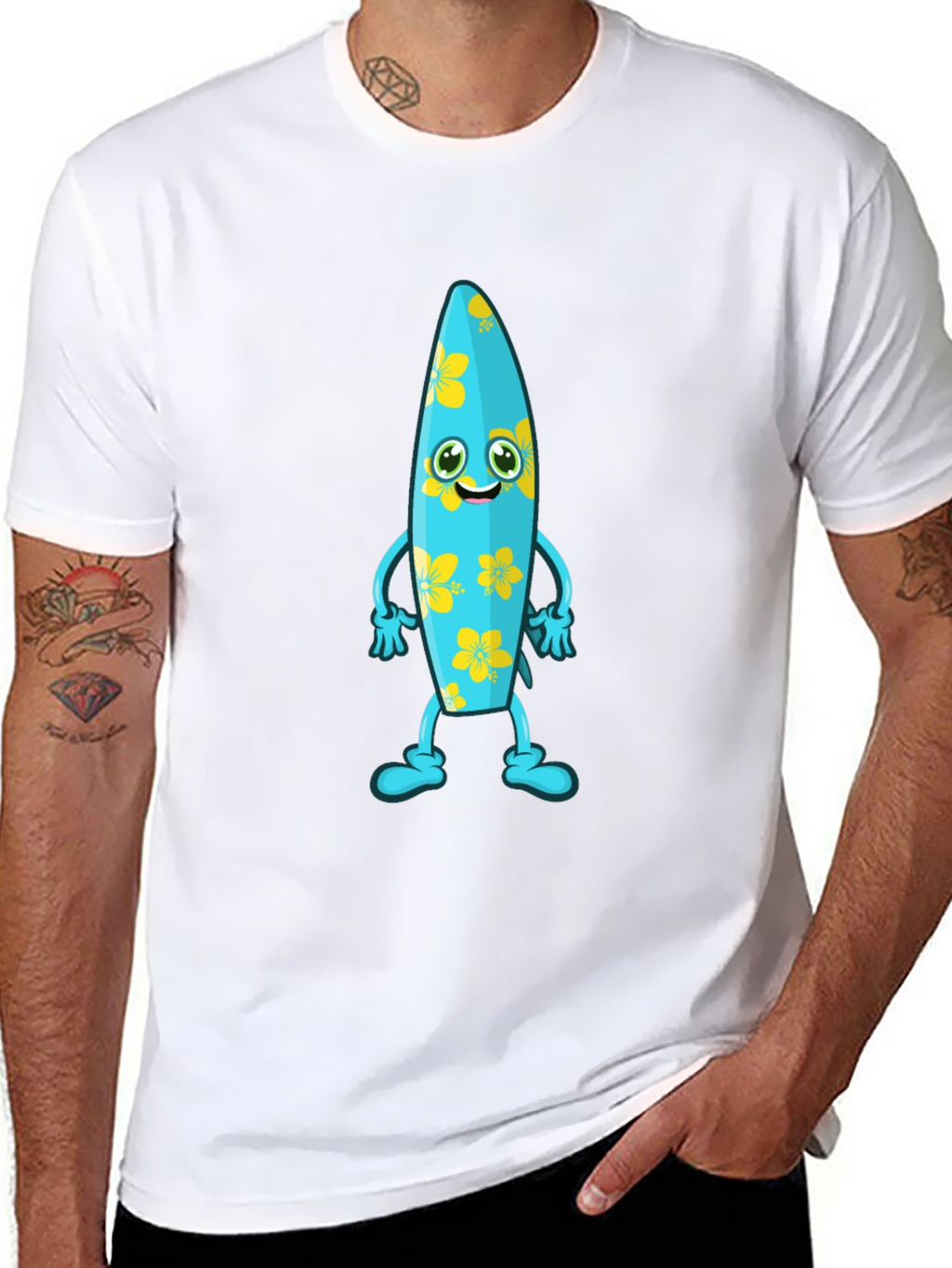 Fun Surfboard Character Graphic Tee