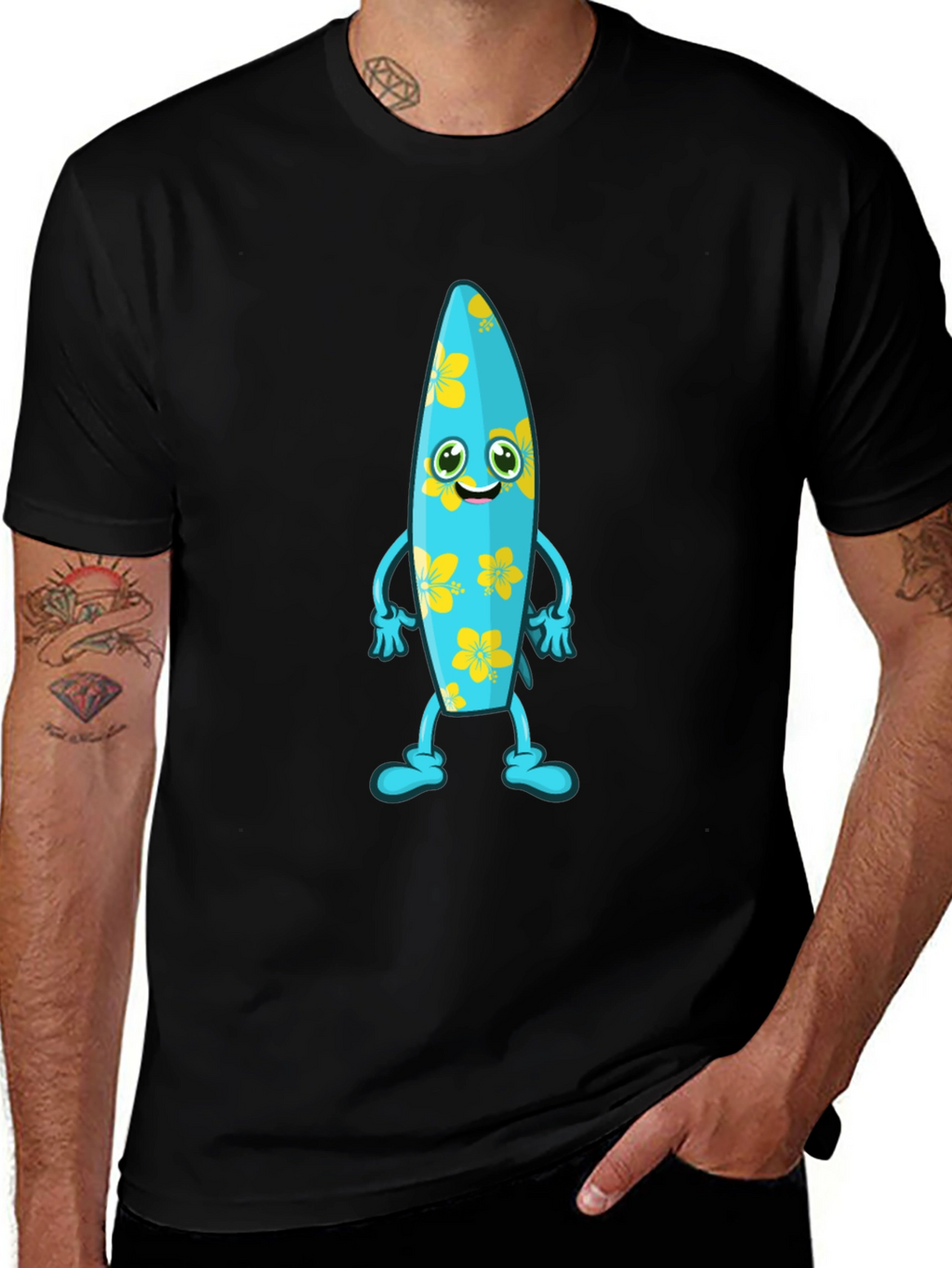 Fun Surfboard Character Graphic Tee