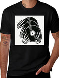 Skeleton Hands Vinyl Record Graphic T-Shirt