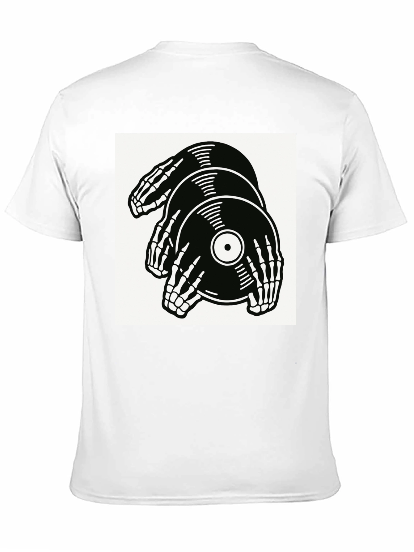 Skeleton Hands Vinyl Record Graphic T-Shirt