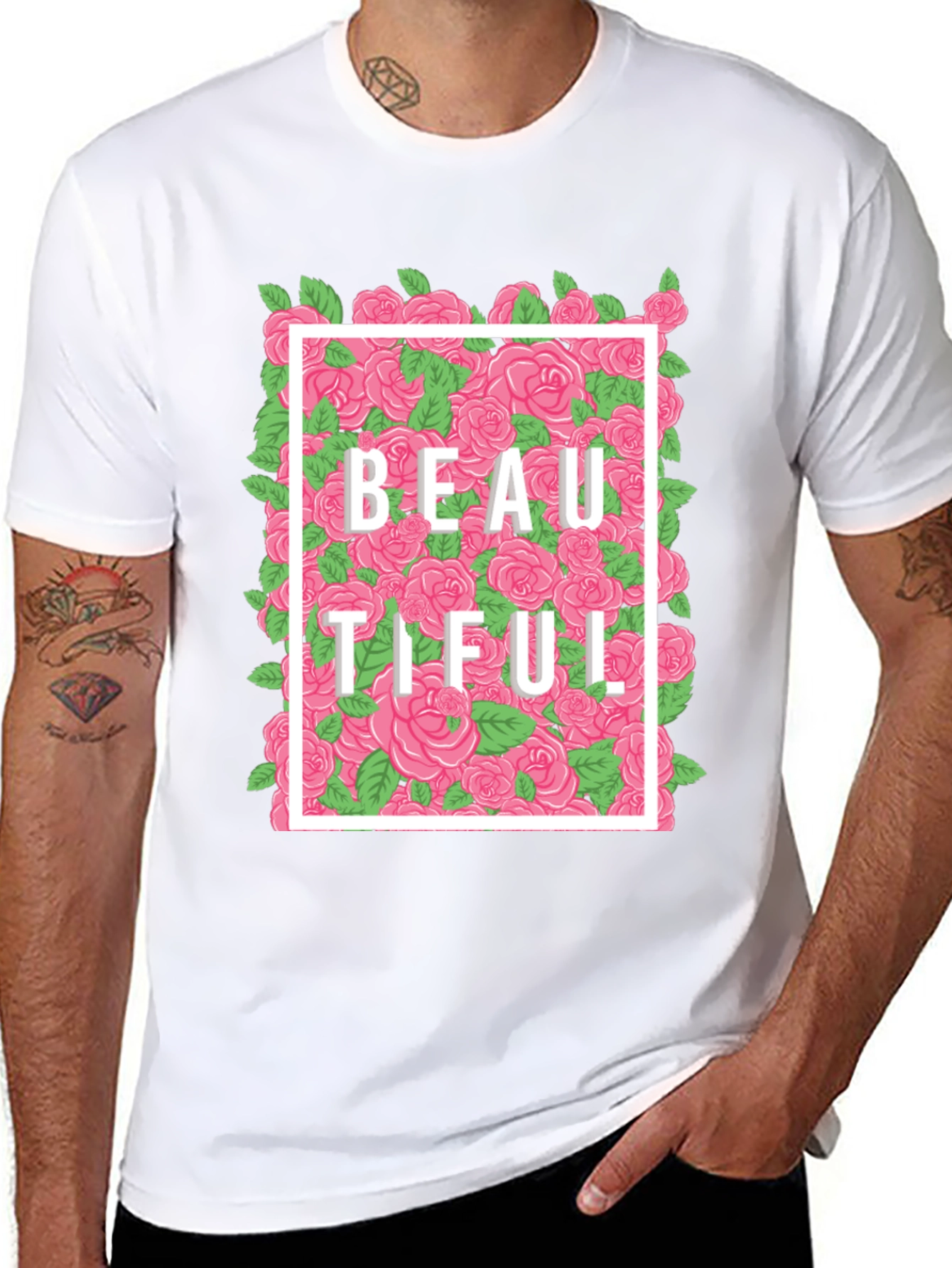 Beautiful Floral Graphic T-Shirt - Black