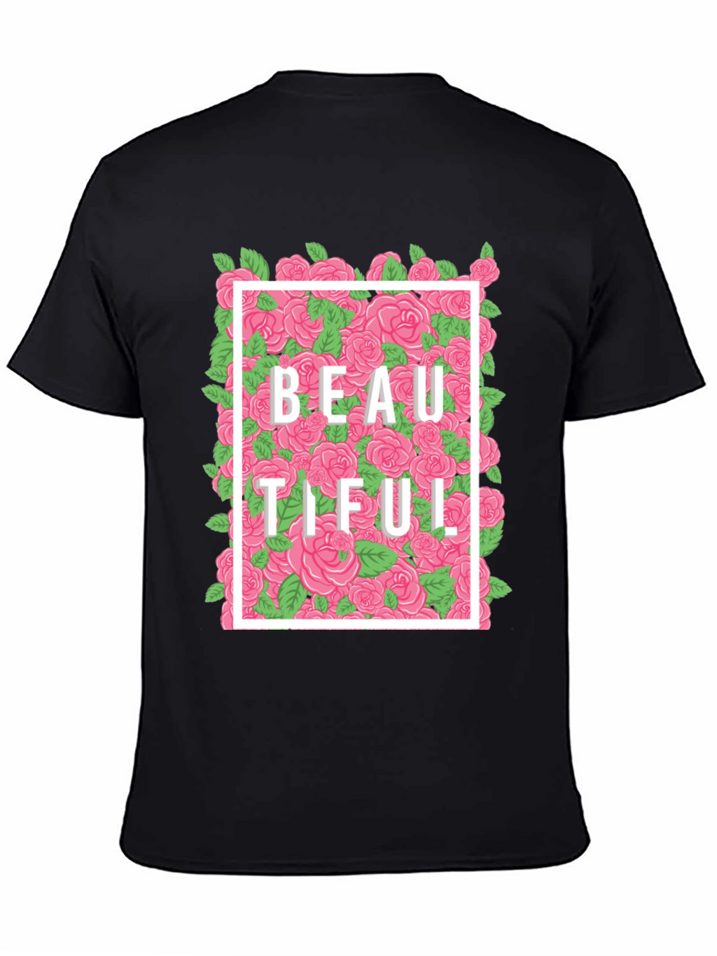 Beautiful Floral Graphic T-Shirt - Black