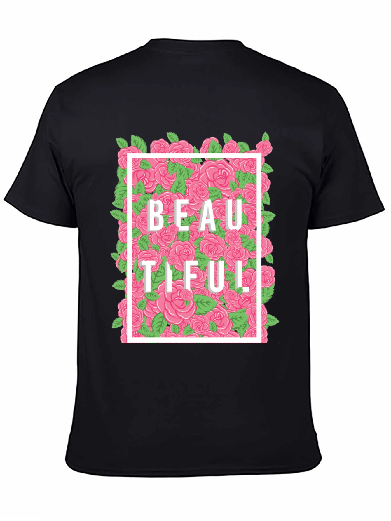 Beautiful Floral Graphic T-Shirt - Black