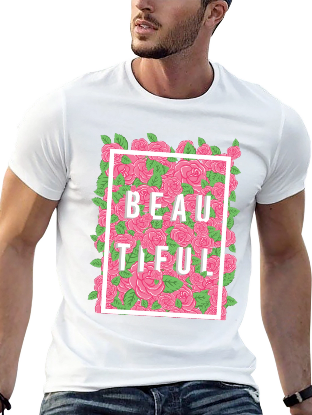 Beautiful Floral Graphic T-Shirt - Black