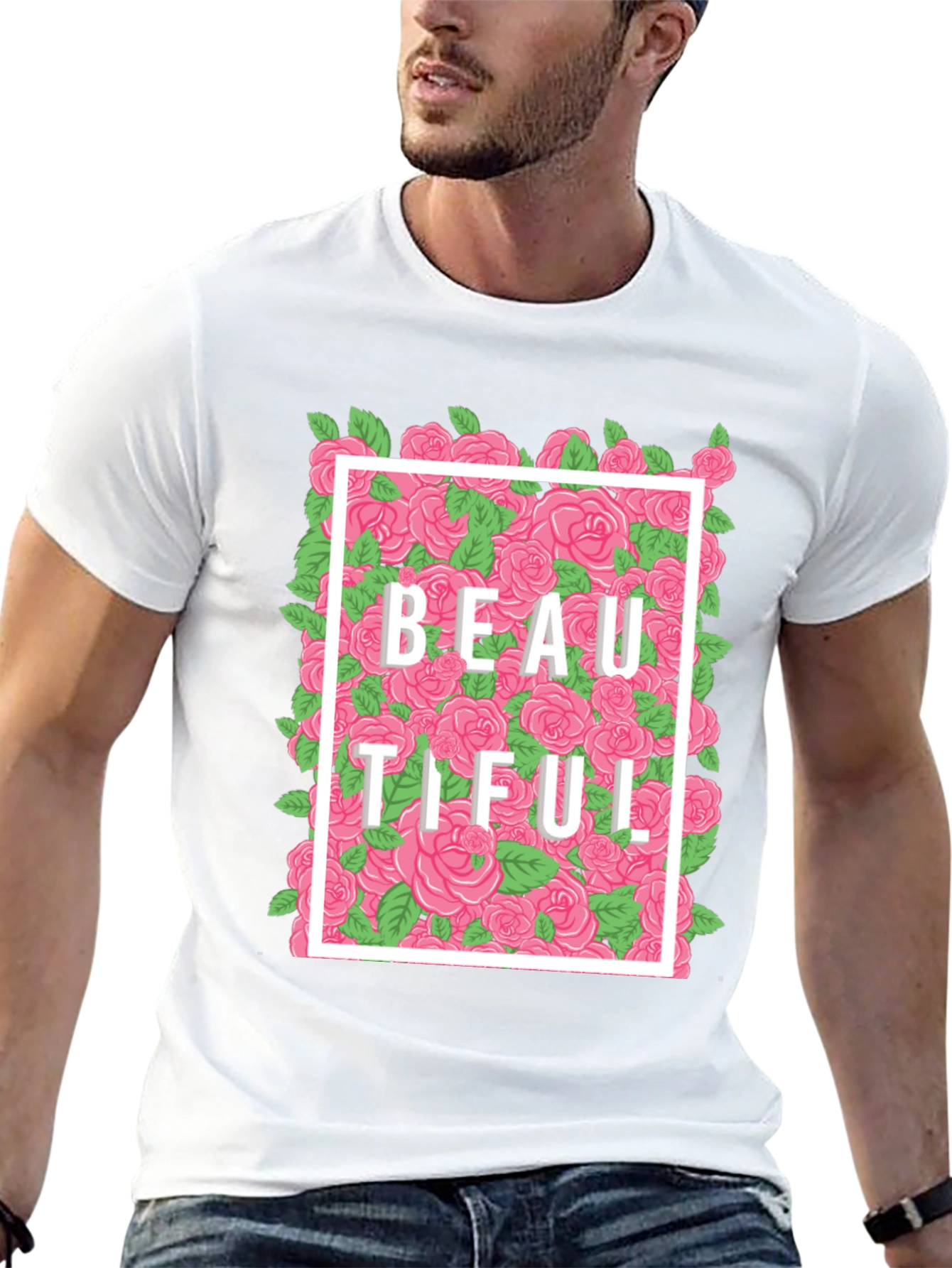 Beautiful Floral Graphic T-Shirt - Black