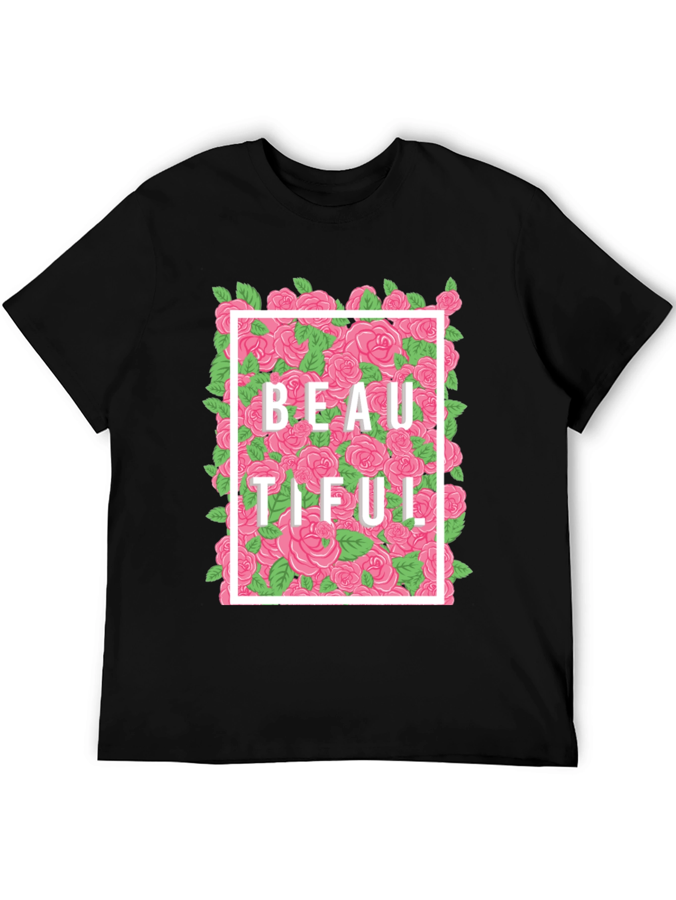 Beautiful Floral Graphic T-Shirt - Black