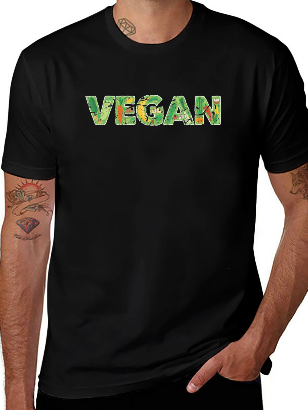 Vegan Graphic Tee - Black Cotton T-Shirt
