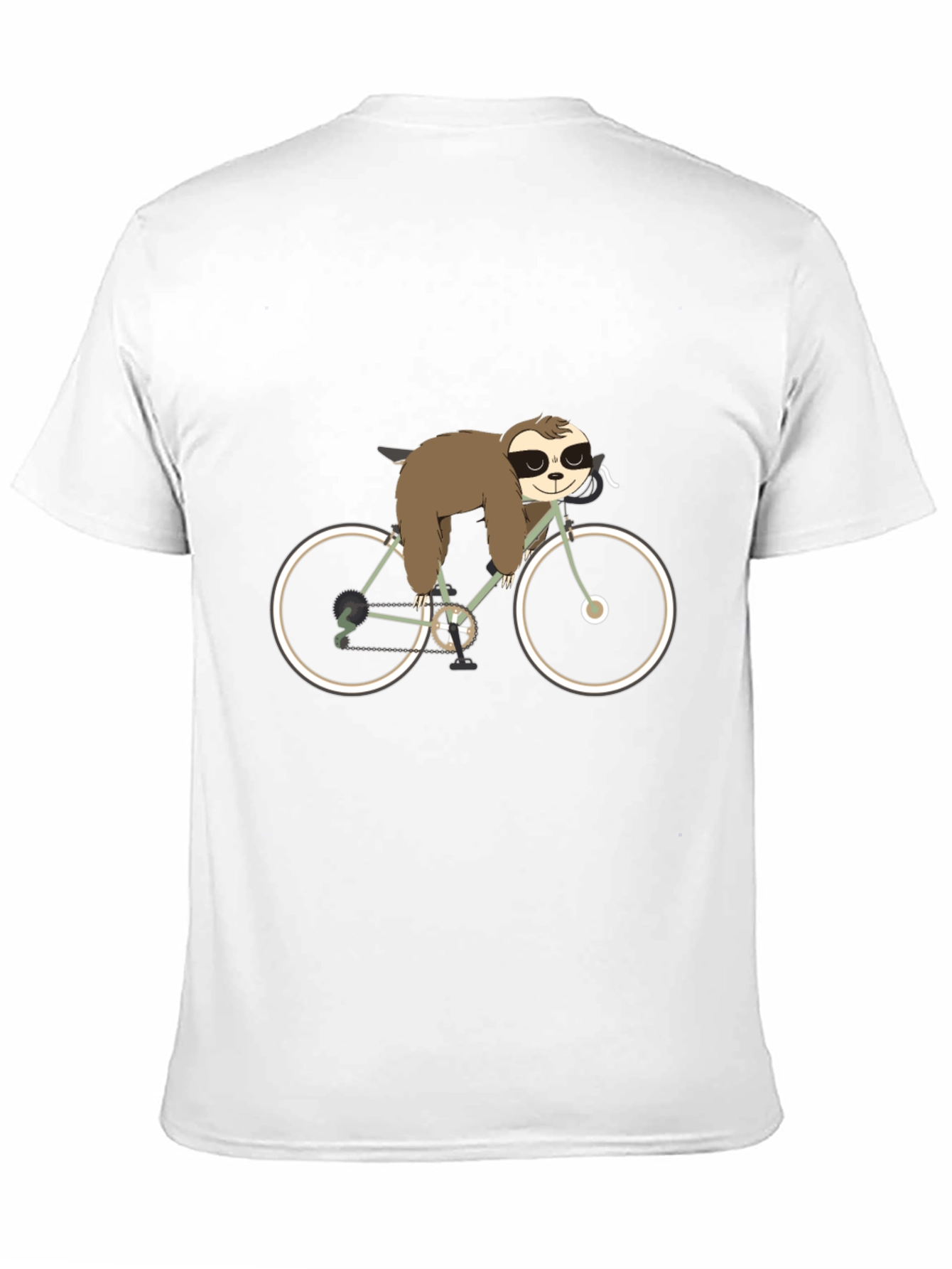 Sloth on Bike Graphic Tee - Black Cotton T-Shirt