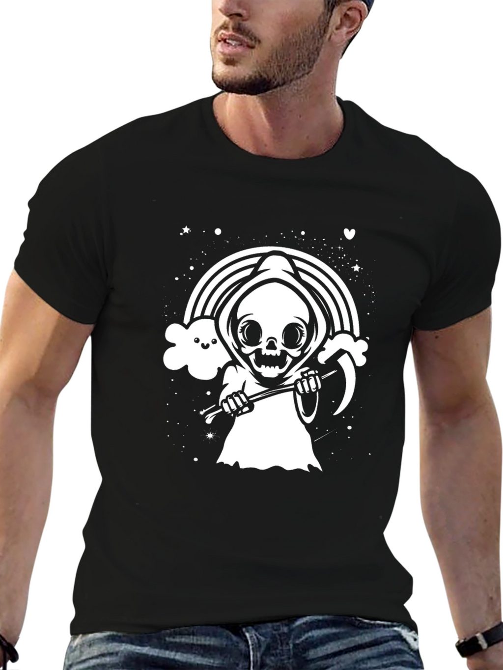 Grim Reaper Rainbow T-Shirt - Cute Death Tee