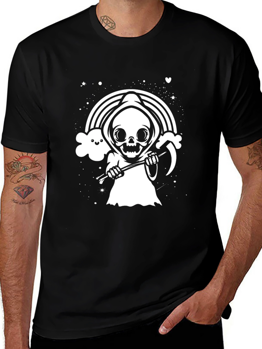 Grim Reaper Rainbow T-Shirt - Cute Death Tee