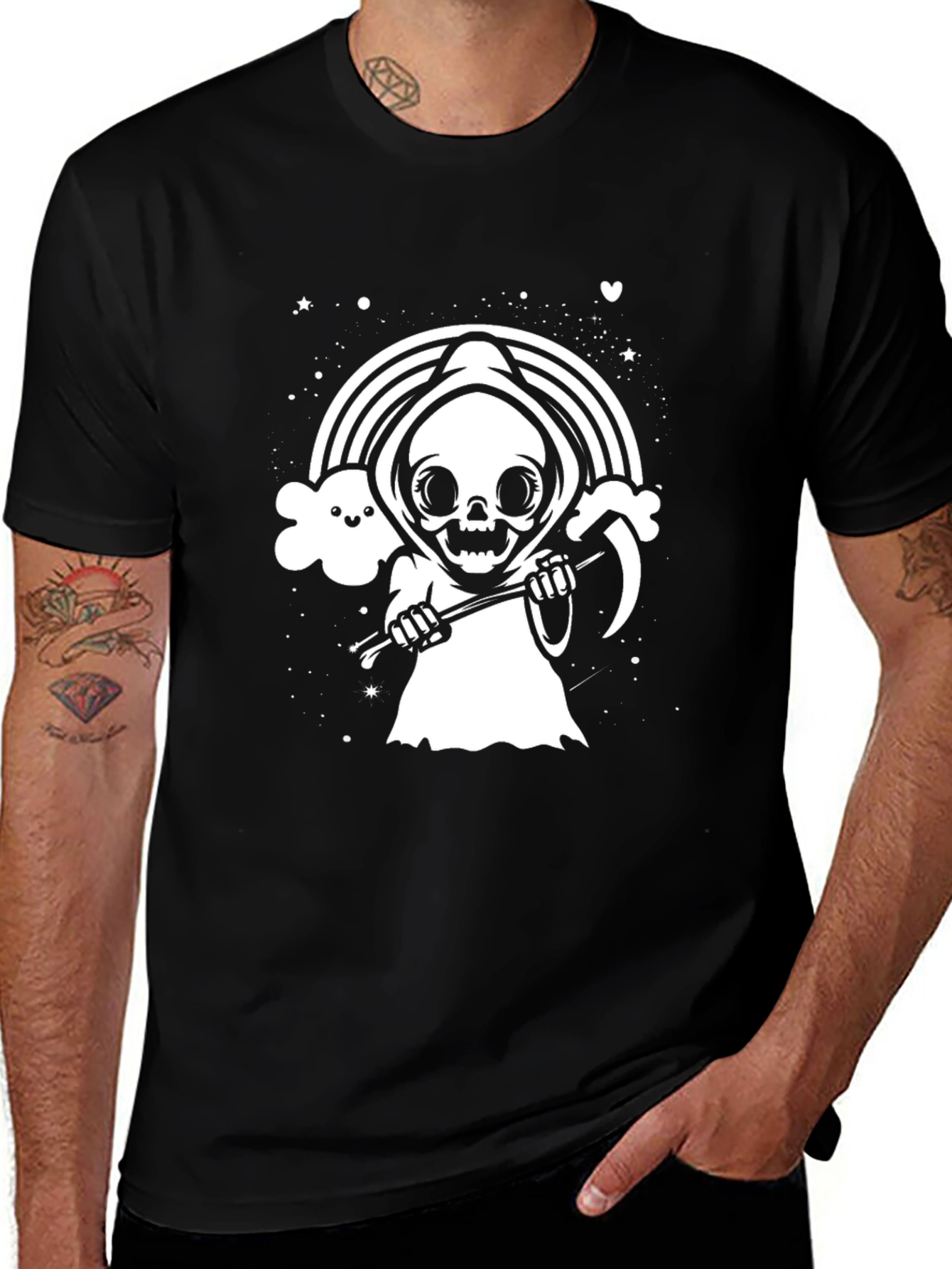 Grim Reaper Rainbow T-Shirt - Cute Death Tee