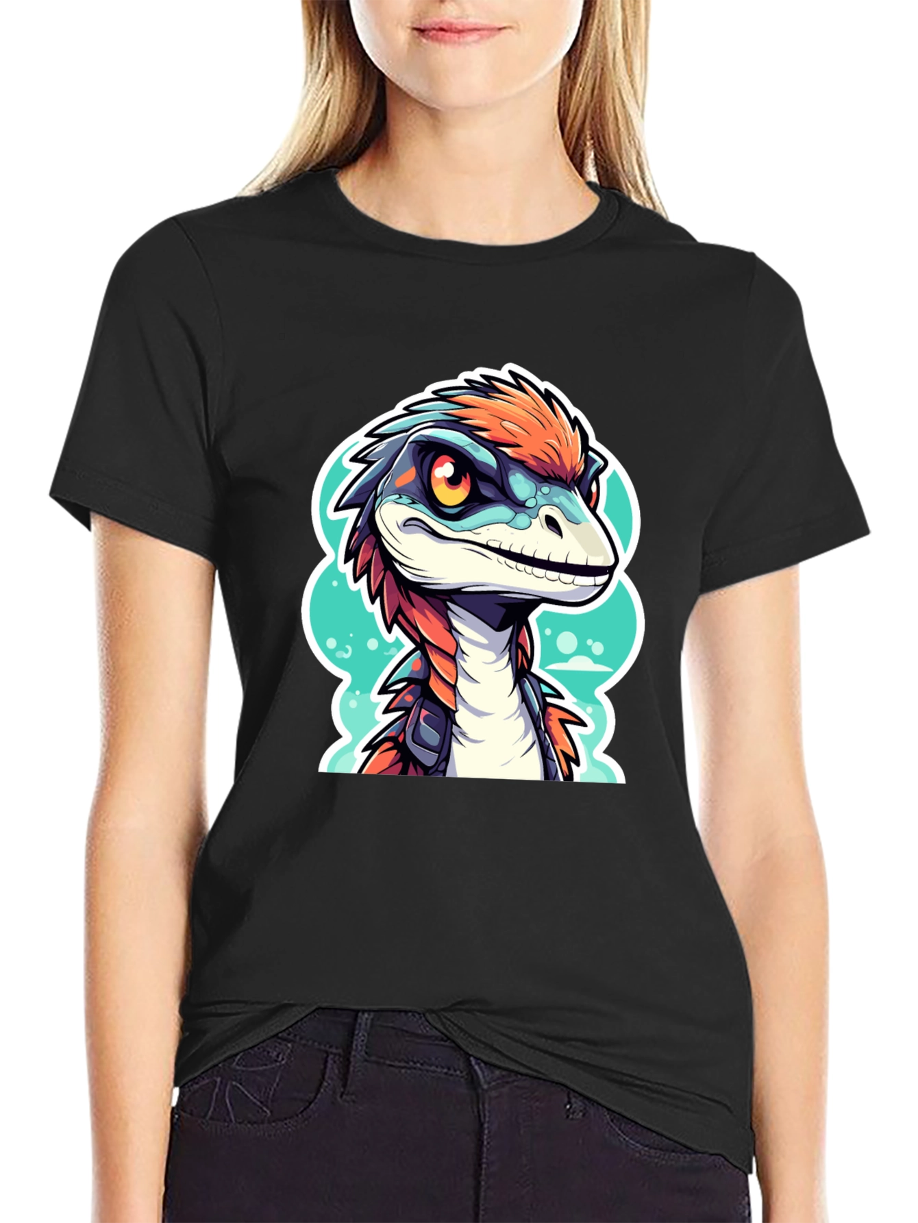 Dino Raptor Graphic Tee - Cool Cartoon Animal Shirt