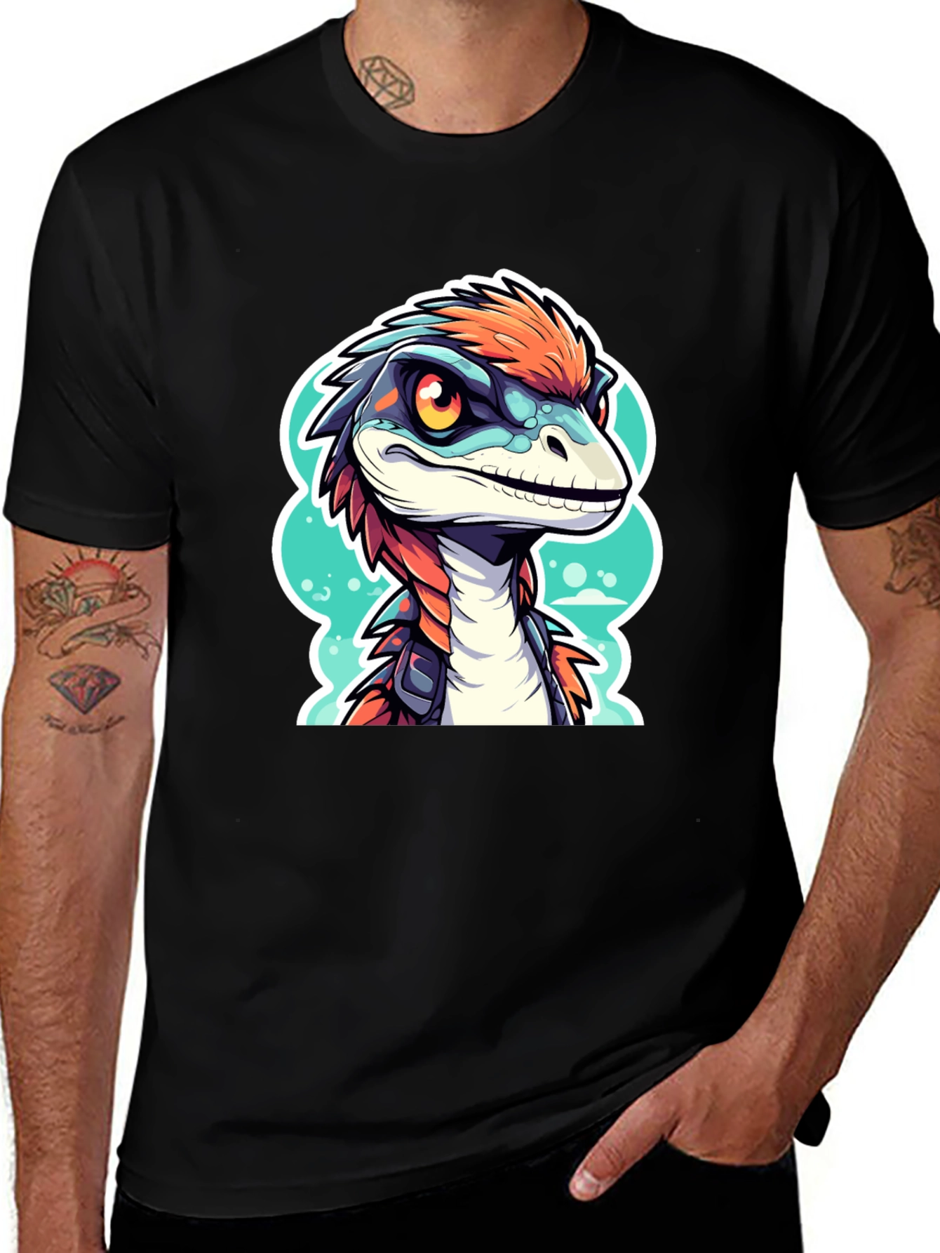 Dino Raptor Graphic Tee - Cool Cartoon Animal Shirt