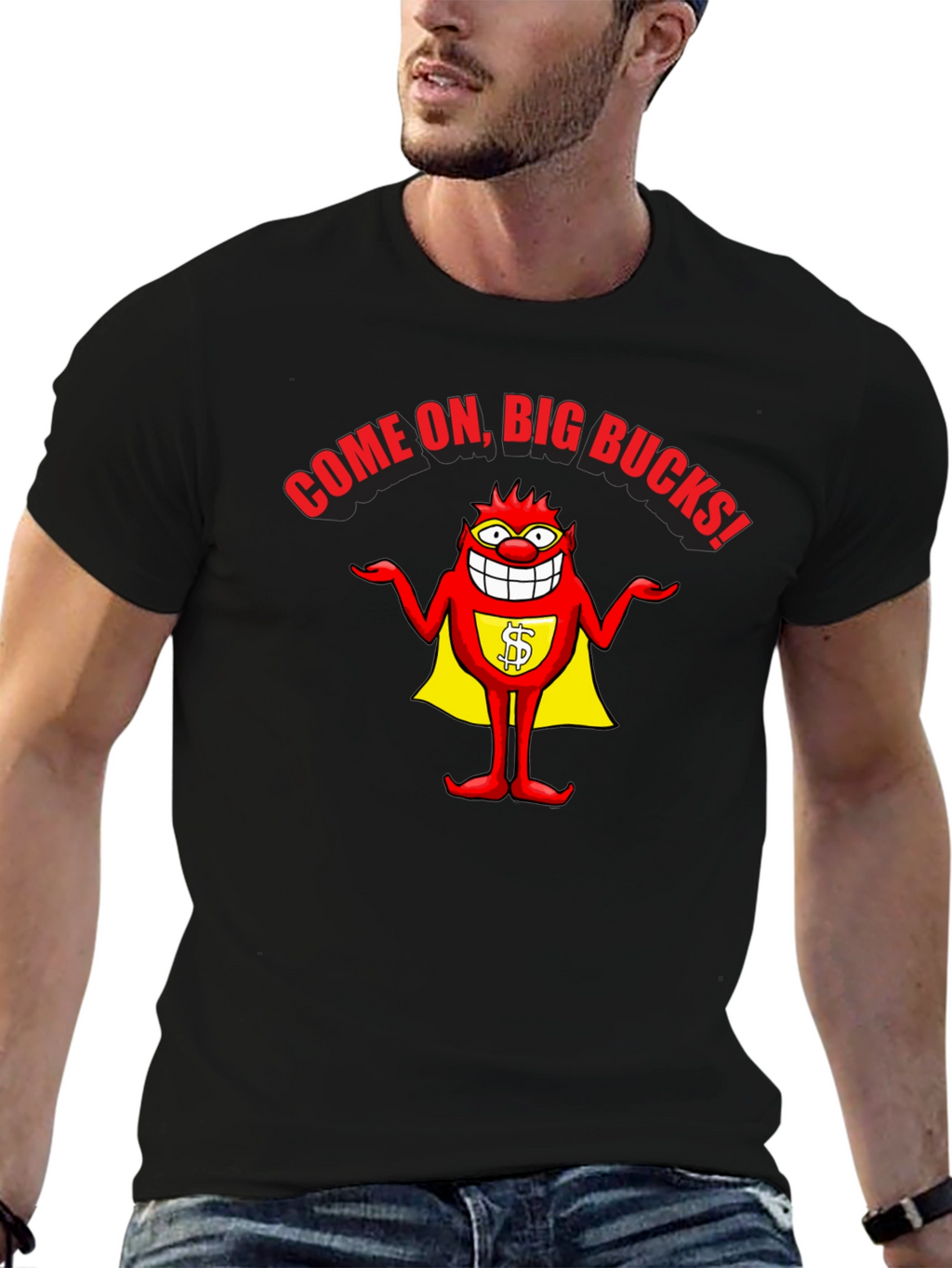 Big Bucks Graphic Tee - Black Cotton T-Shirt