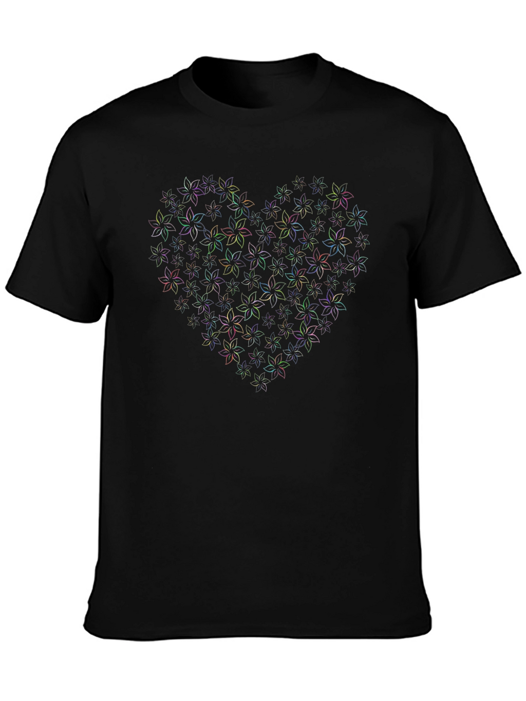 Floral Heart Graphic Black T-Shirt