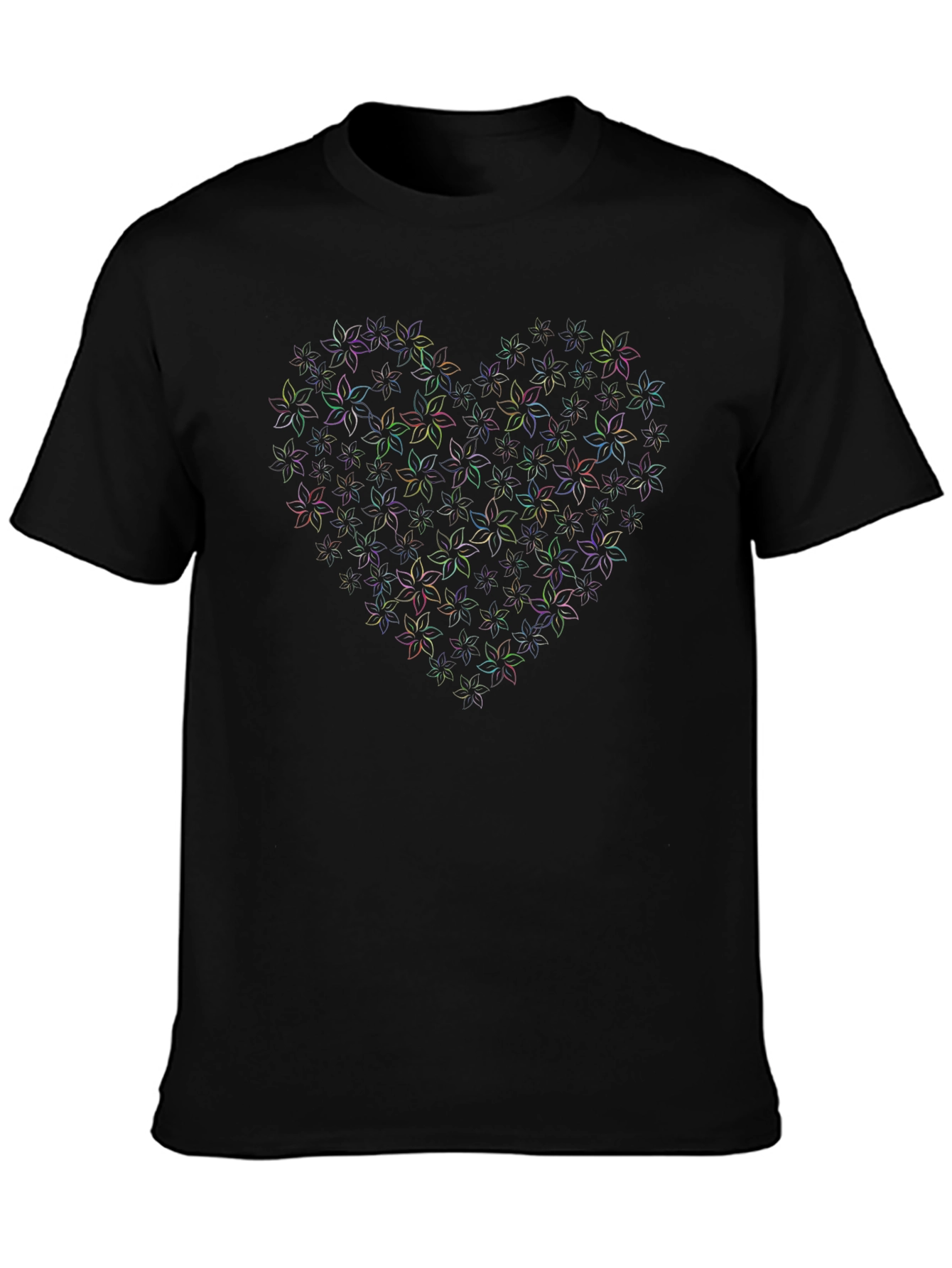 Floral Heart Graphic Black T-Shirt