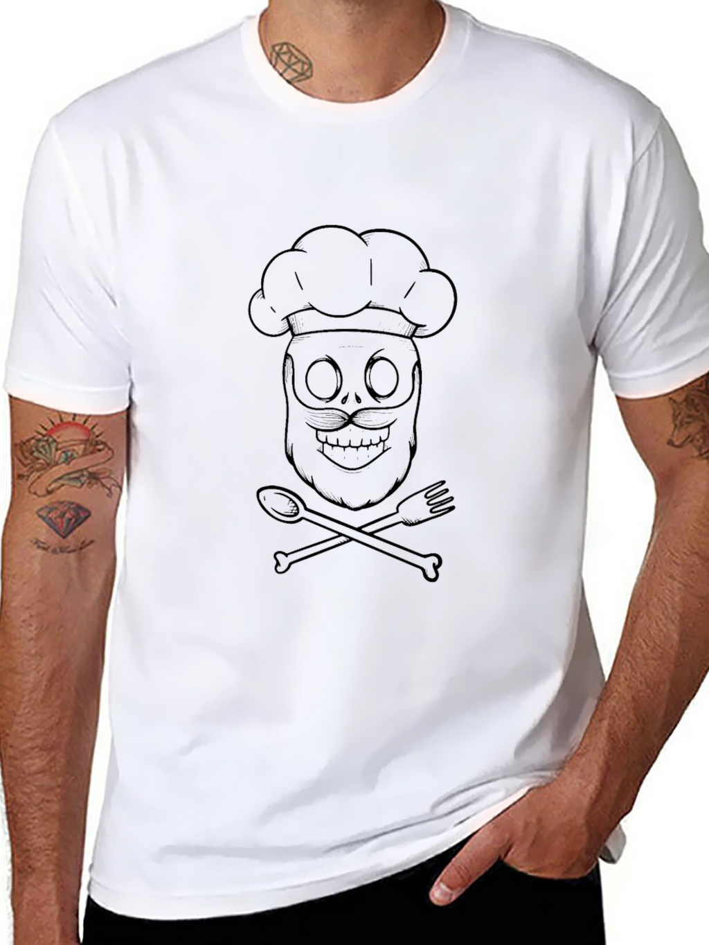 Chef Skull Graphic T-Shirt - Culinary Pirate Design