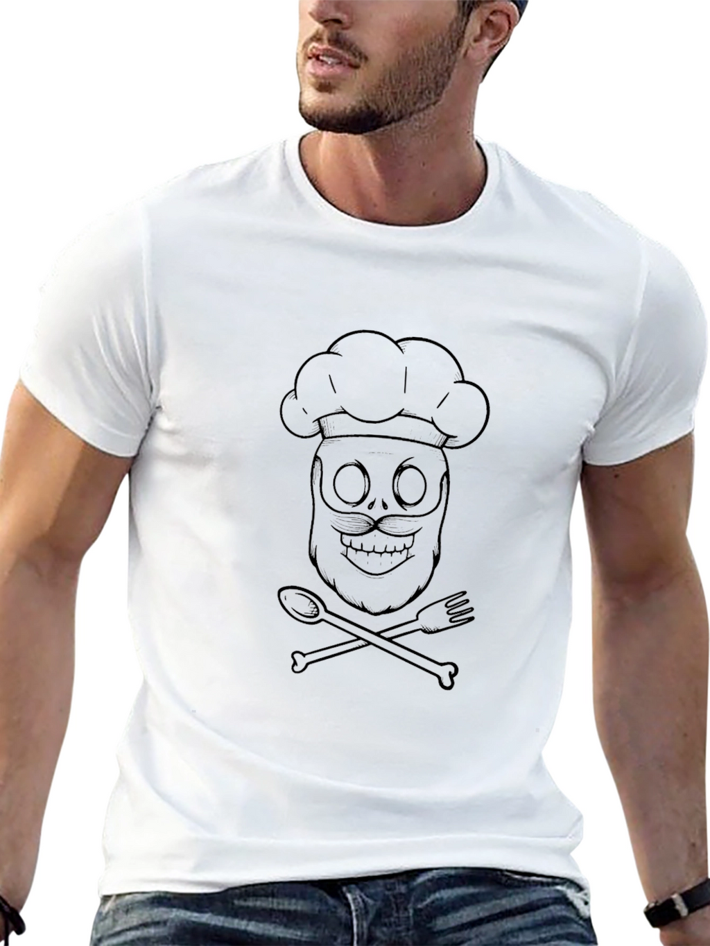 Chef Skull Graphic T-Shirt - Culinary Pirate Design