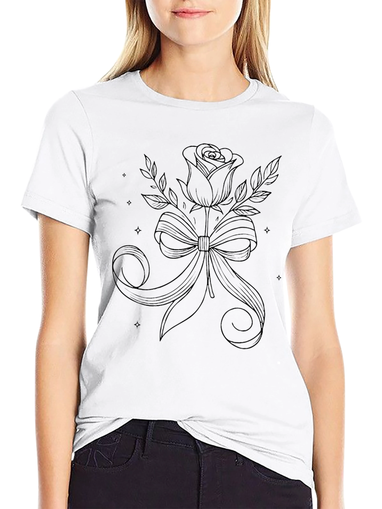 Rose & Ribbon Black Graphic Tee