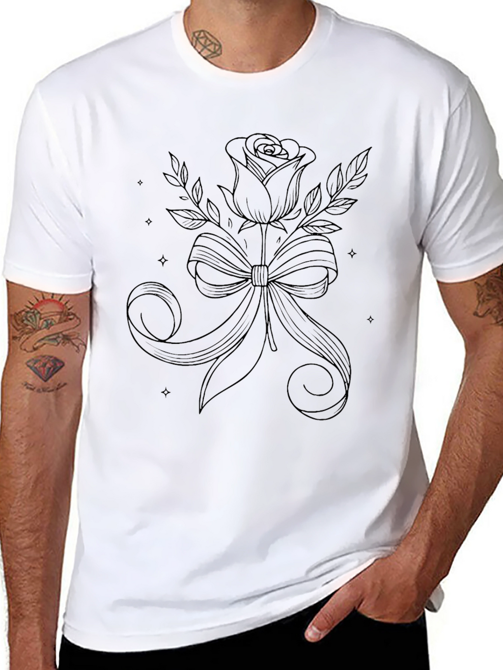 Rose & Ribbon Black Graphic Tee