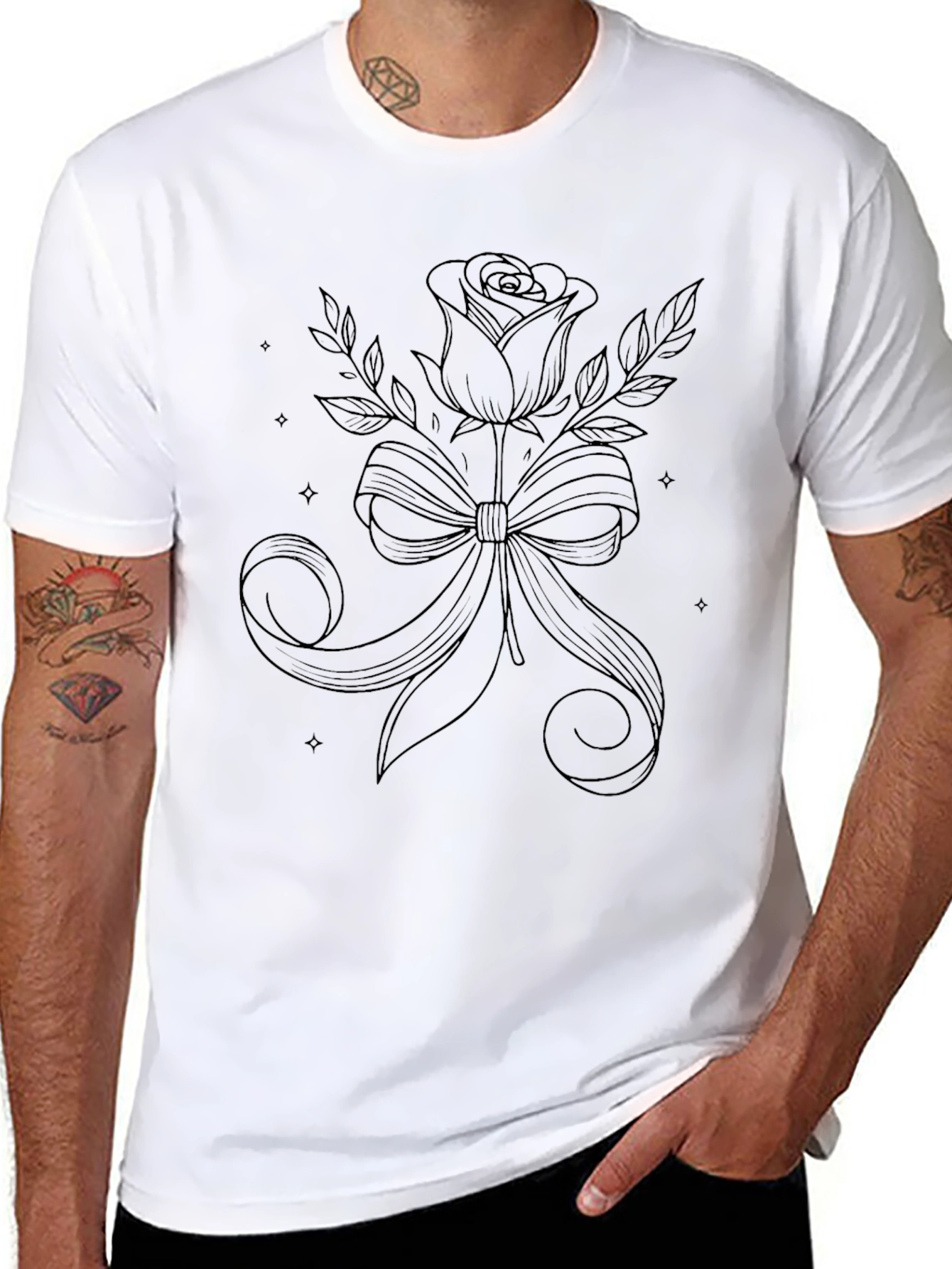 Rose & Ribbon Black Graphic Tee