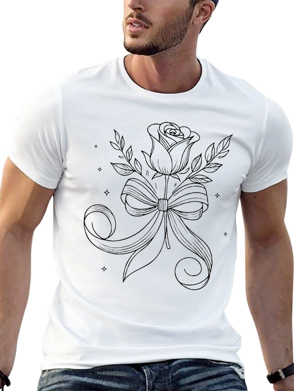 Rose & Ribbon Black Graphic Tee