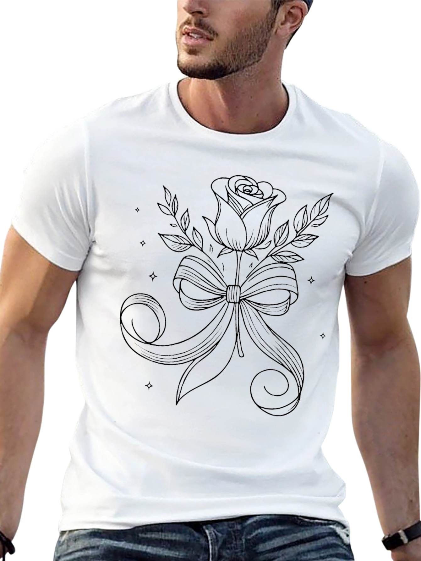 Rose & Ribbon Black Graphic Tee