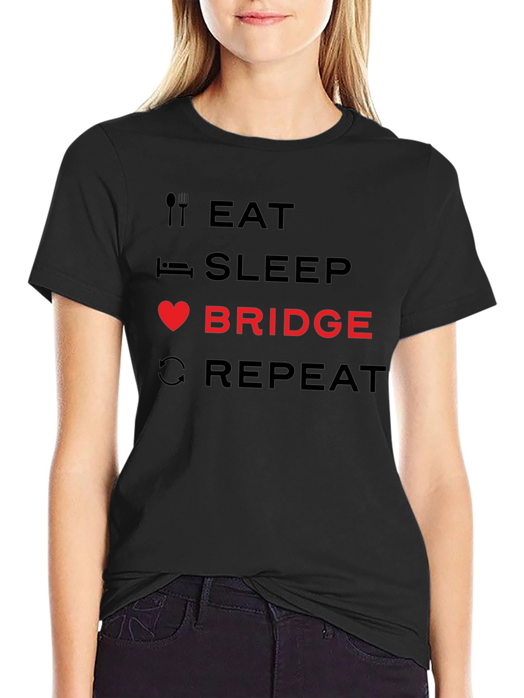 Eat Sleep Bridge Repeat T-Shirt - Bridge Player Gift