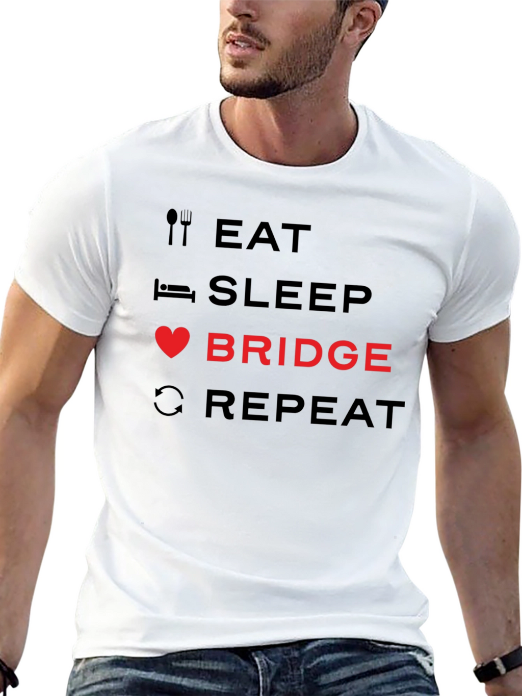 Eat Sleep Bridge Repeat T-Shirt - Bridge Player Gift