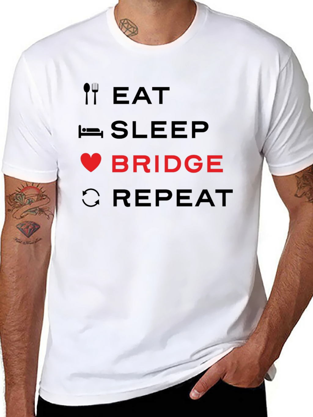 Eat Sleep Bridge Repeat T-Shirt - Bridge Player Gift