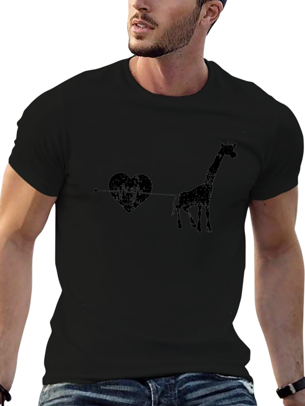 Giraffe Heartbeat Graphic Tee - Unique Animal Lovers T-Shirt