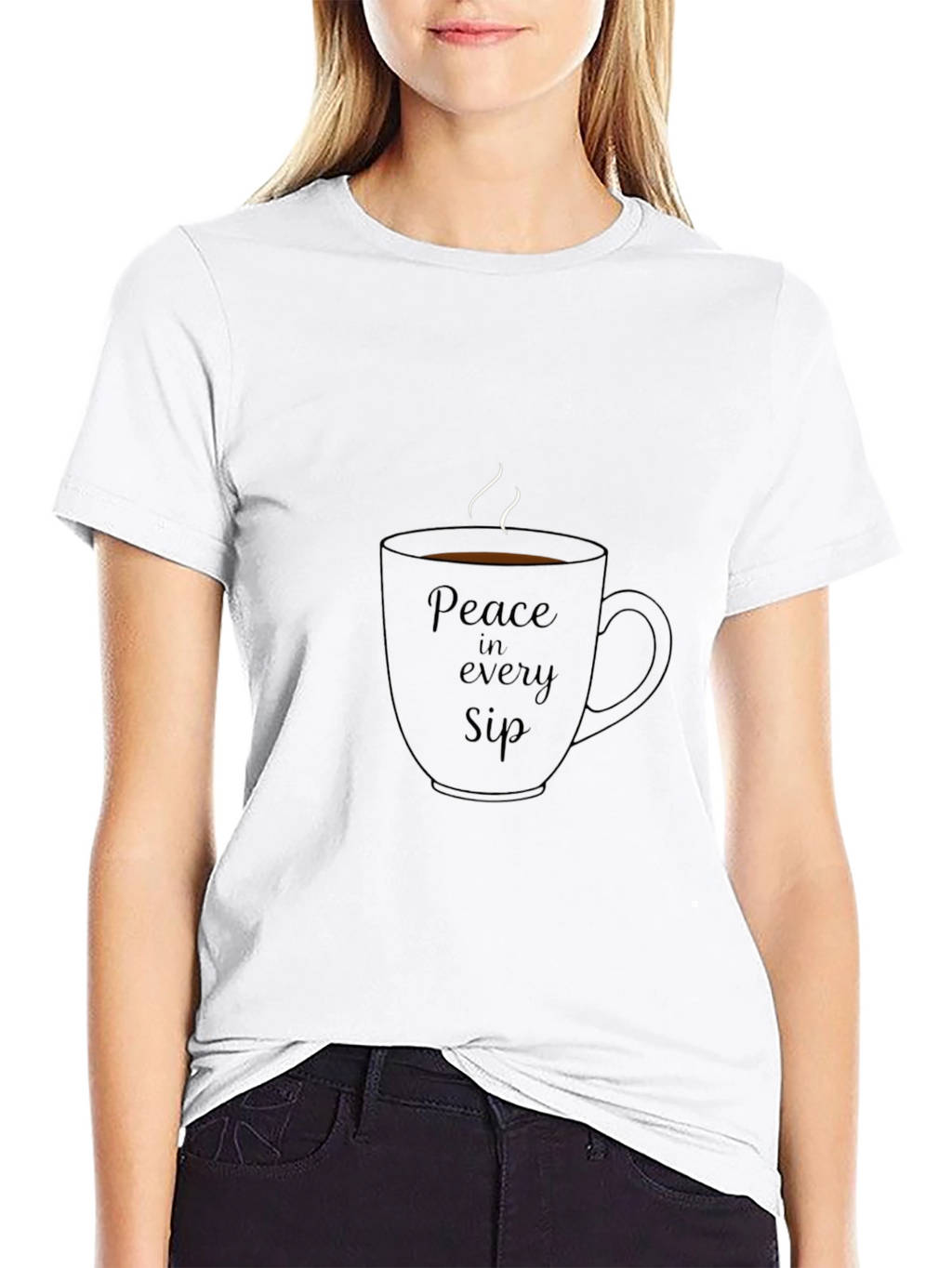 Peace in Every Sip Black Graphic Tee