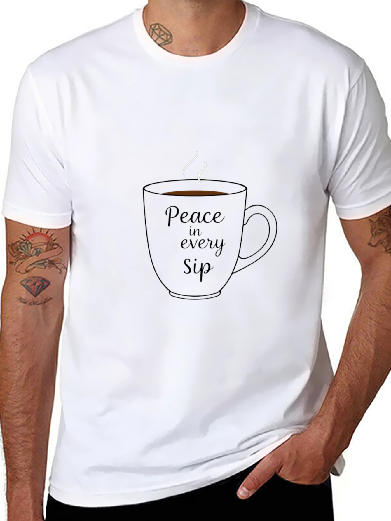 Peace in Every Sip Black Graphic Tee
