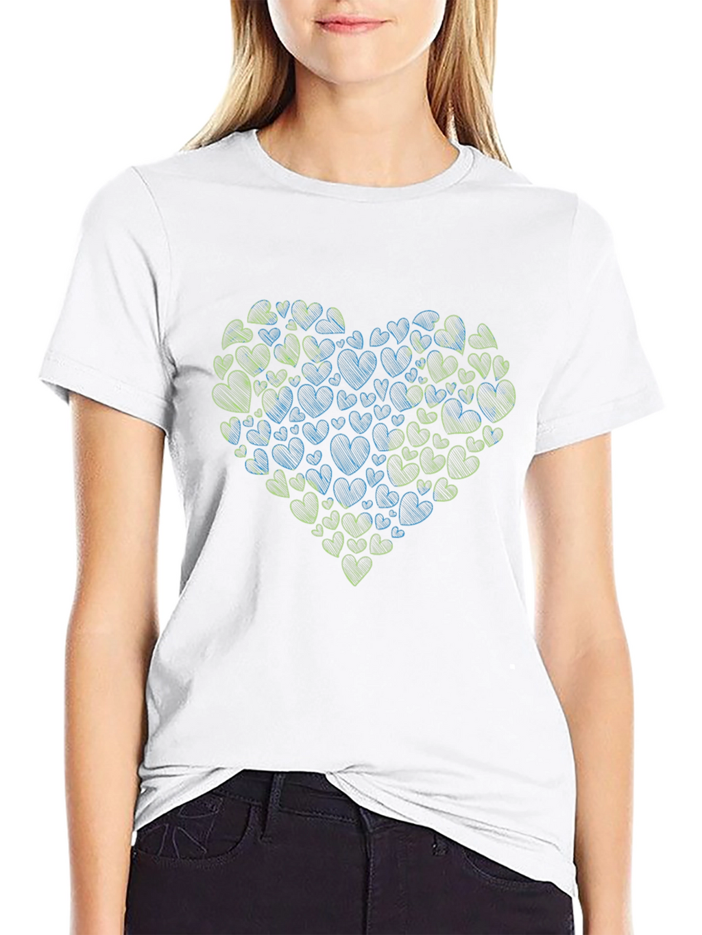 Heart Scribble Graphic Tee - Black