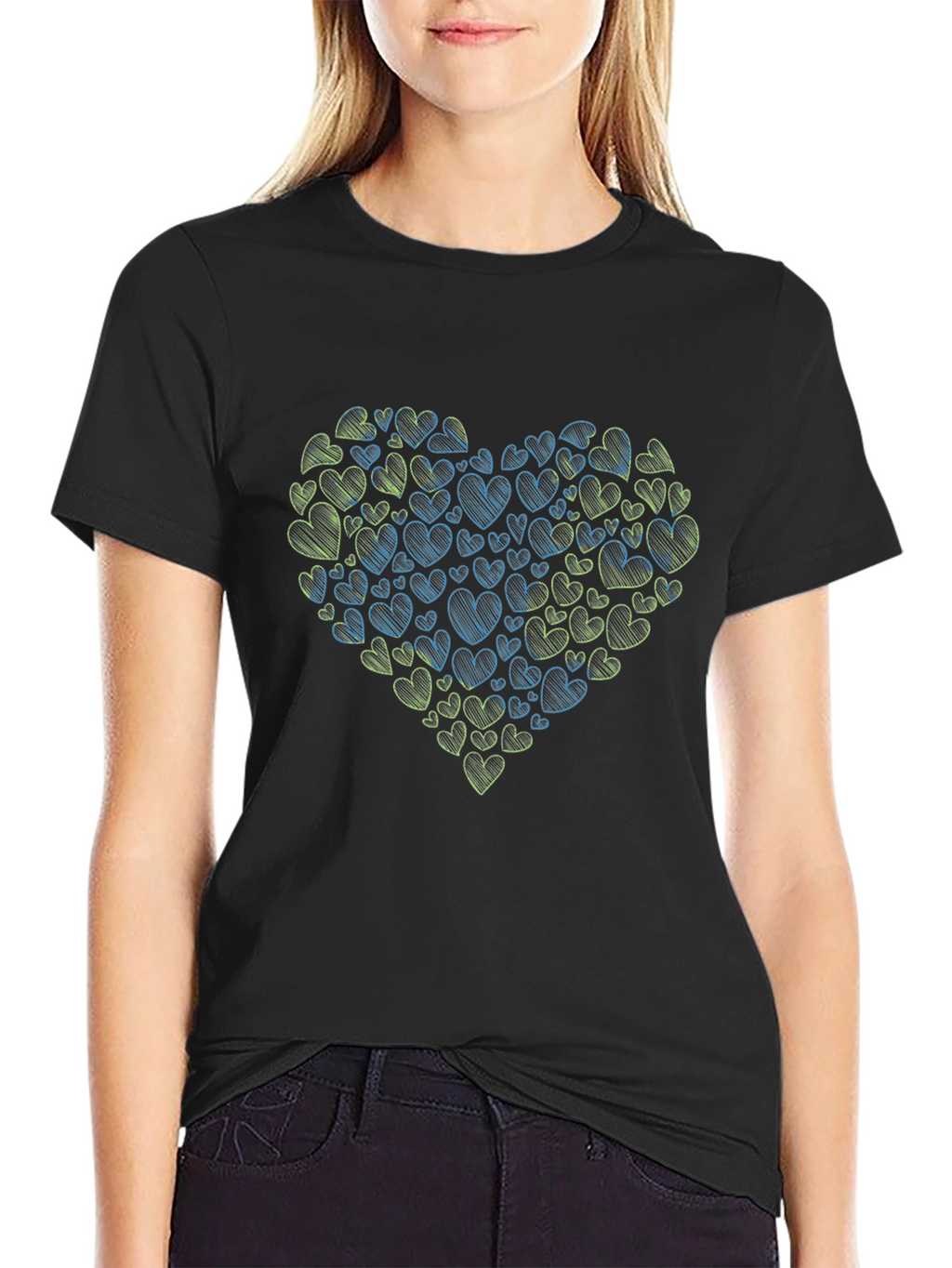 Heart Scribble Graphic Tee - Black