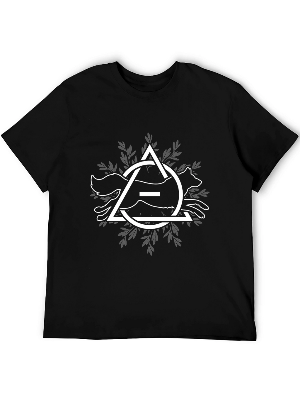 Geometric Fox Graphic Print Black T-Shirt