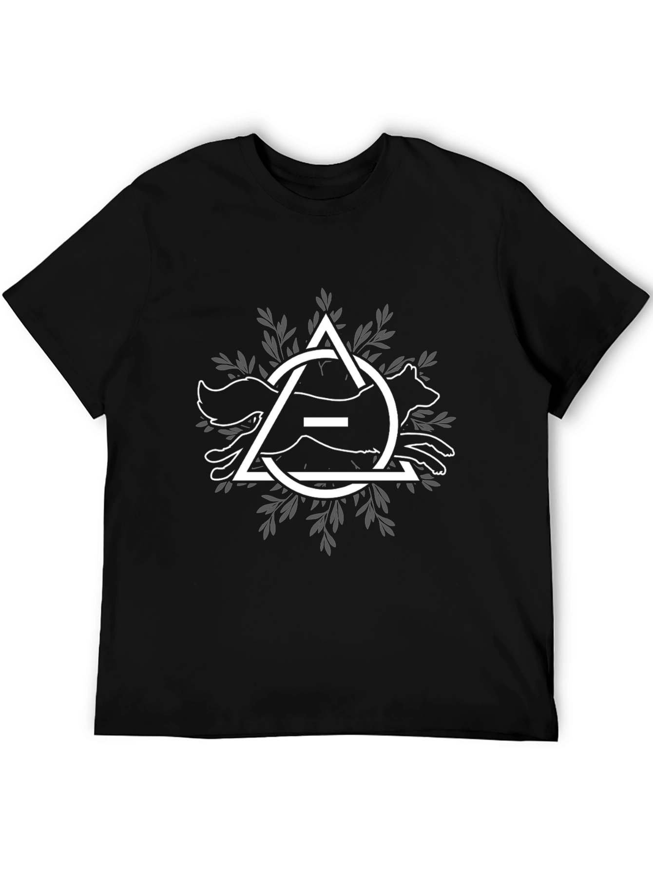 Geometric Fox Graphic Print Black T-Shirt