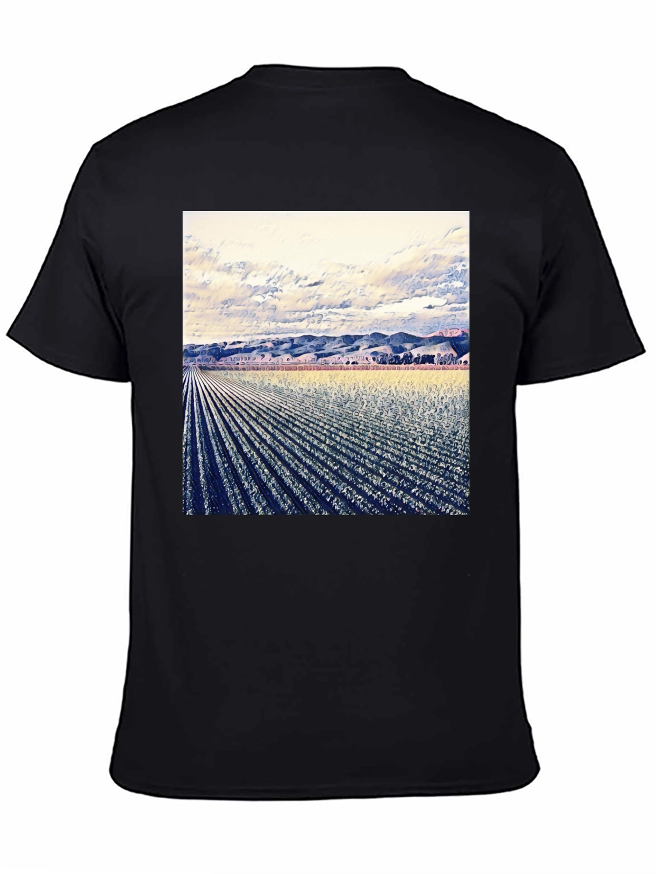 Artistic Field Print Black T-Shirt