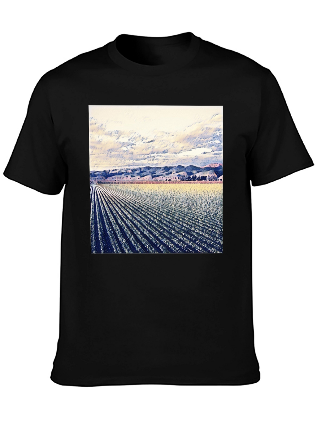 Artistic Field Print Black T-Shirt