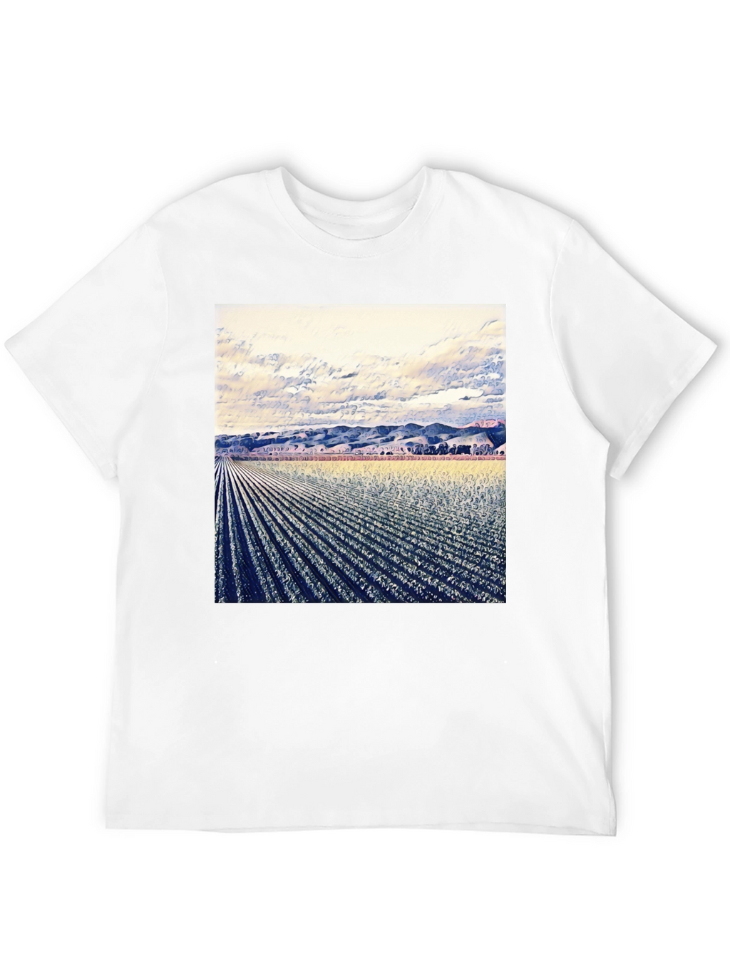 Artistic Field Print Black T-Shirt